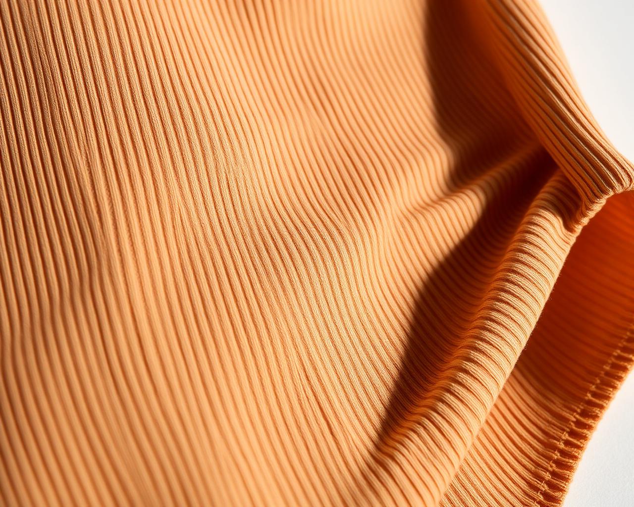 Macro crop of ribbed swim fabric in warm sand